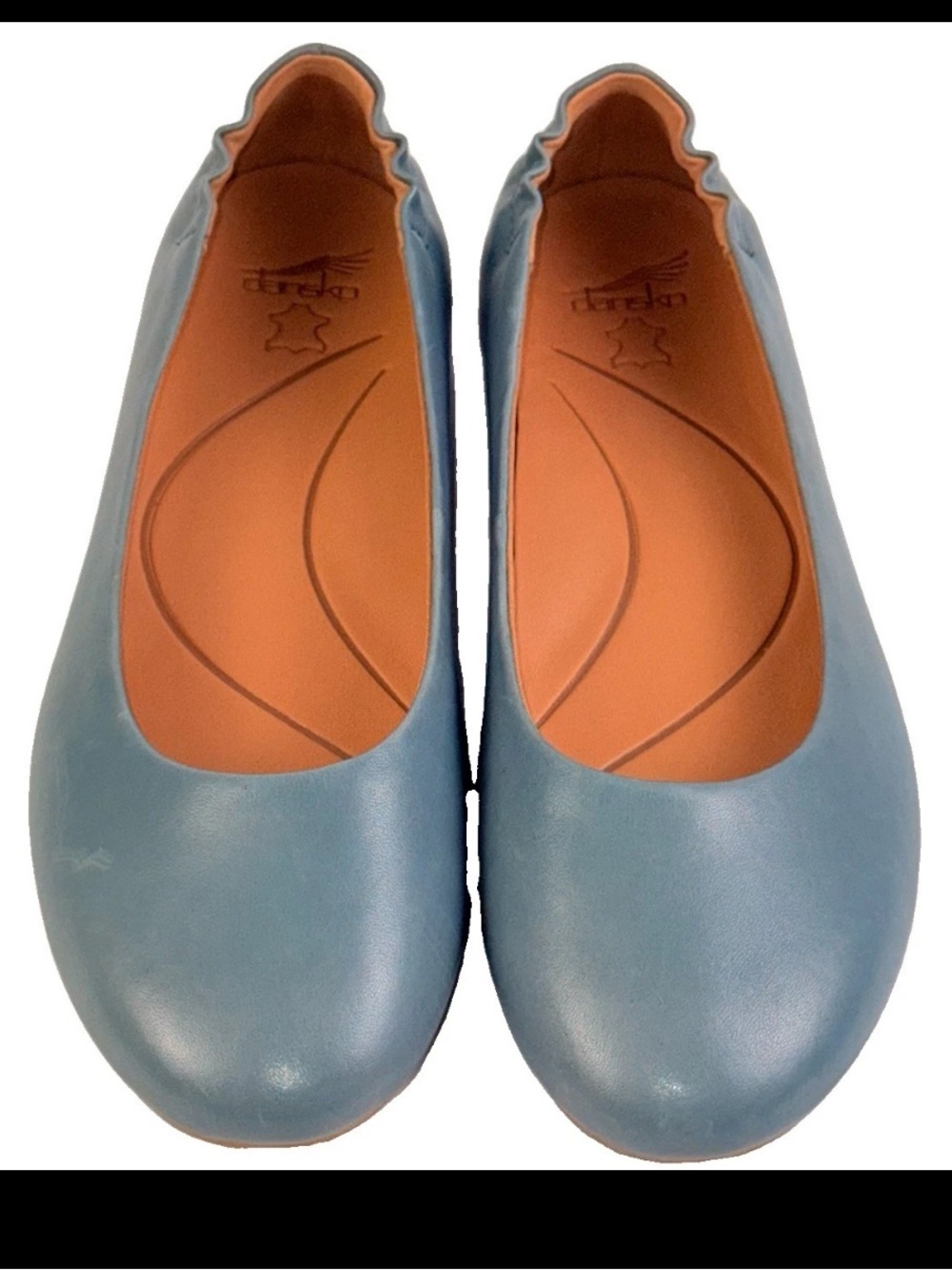 Dansko Mollie Ballet Flats Shoes EU39 US8 Denim Nappa Leather Comfort Travel EUC
